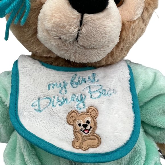 Disney Hidden Mickey Bear My First Plush Pre Duffy Disney Parks Green PJs Teddy - Picture 16 of 16